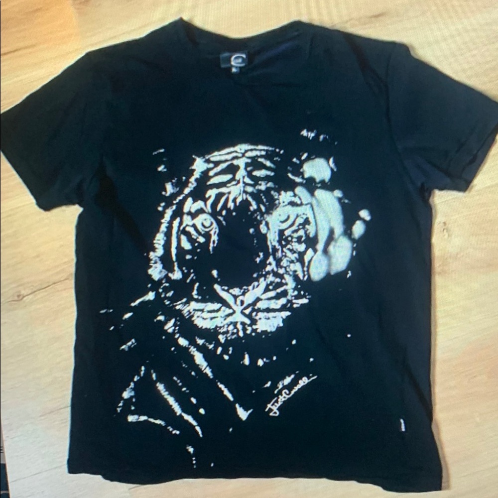 Just Cavalli Black Short Sleeve Tiger Graphic Tee